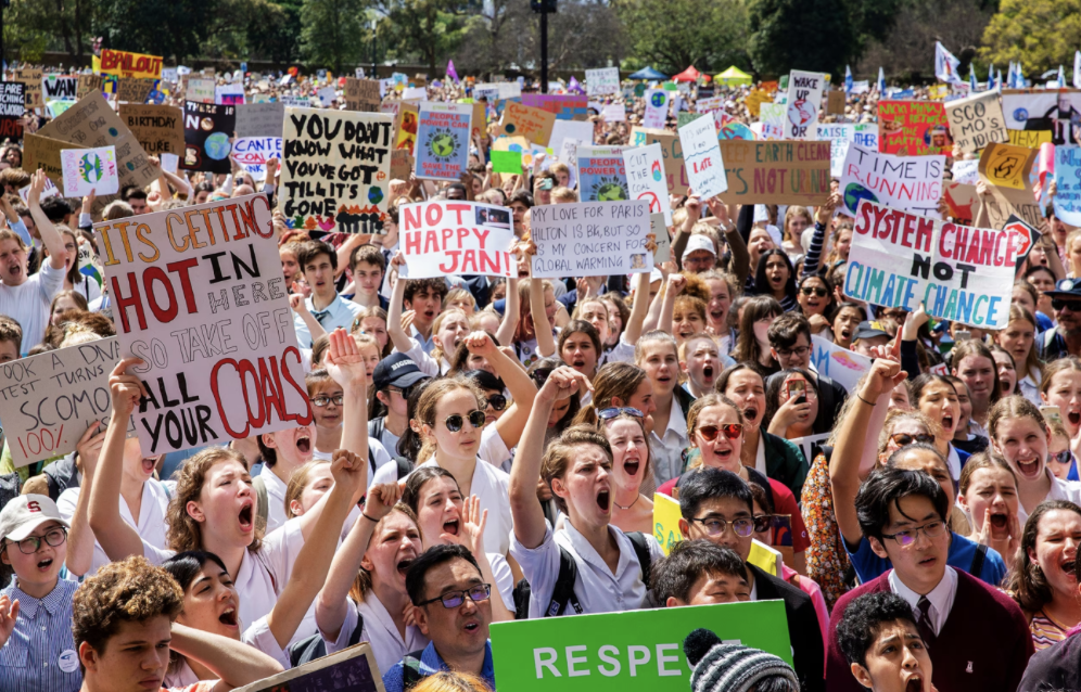 Thousands of school students and protesters gather in Sydney, Australia, ahead of a climate march